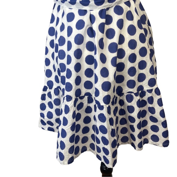 Boden White and Blue Halter Top Tiered Polka Dotted Cottagecore Mini Dress Sz 8 - Picture 9 of 15
